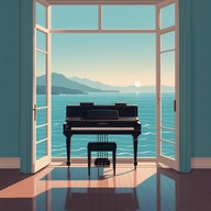 soothing electric piano mimics gentle sea.
