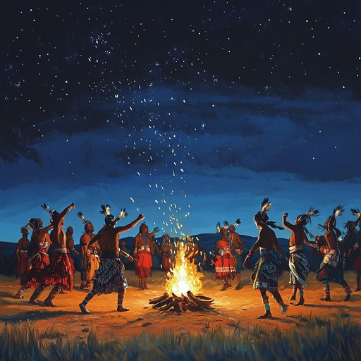 An instrumental piece blending vigorous tribal drums and mesmerizing ethnic chants, designed to awaken the primal energy and connect listeners with the roots of ancient communal dances.