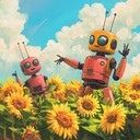 whimsical beats with quirky robotic synth flourishes, totally uplifting