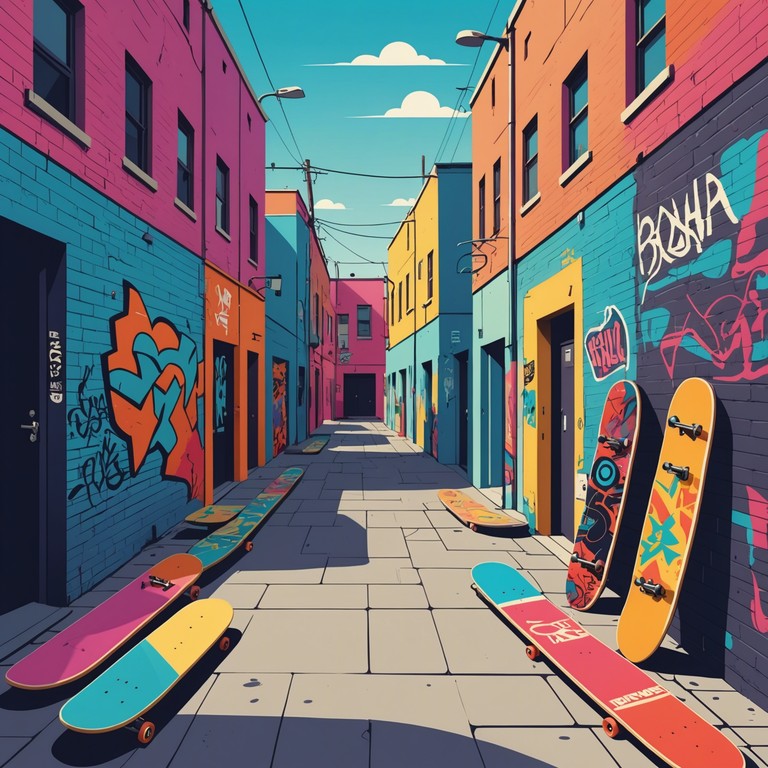 Imagine a sunlit back alley where the graffiti walls vibrate with the rebellious spirit of hardcore punk. This track blends the fierce energy of punk with a surprisingly carefree summery twist, creating a soundtrack for those long, lazy afternoons that turn into adventurous nights. The dominant electric bass drives the track, encapsulating the raw, youthful exuberance and carefree vibes of a summer in the city.