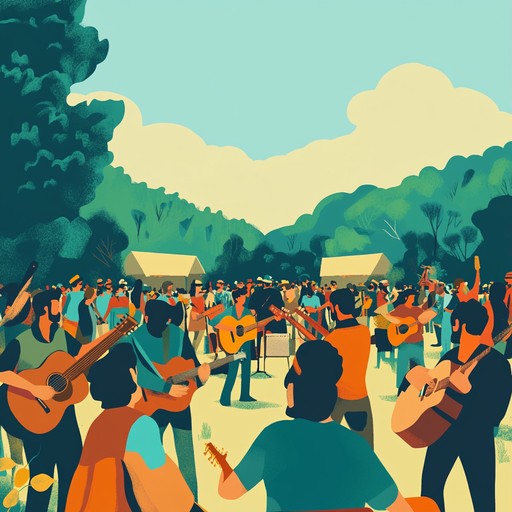 An upbeat song featuring spirited acoustic guitar riffs and lively rhythms that evoke the feeling of dancing under the warm sun.