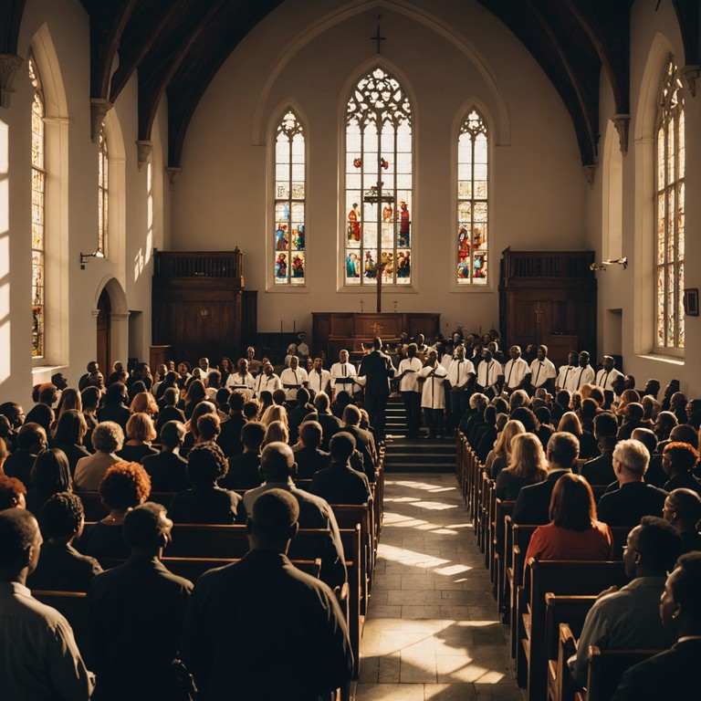 A powerful and energizing gospel instrumental featuring the rich harmonic layers of a gospel choir, encapsulating the essence of an uplifting spiritual gathering. This track flows with the transcendent beauty of faith and fellowship, designed to uplift and inspire listeners with every chord.