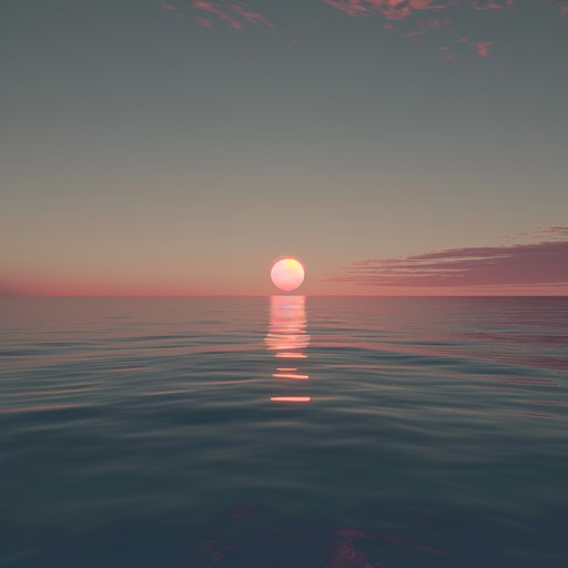 An ambient track that captures the essence of a beautiful sunset over the ocean, featuring gentle synths, mellow beats, and warm melodies. The music will make you feel like you are watching the sun dip below the horizon, filling the sky with brilliant colors and drawing a sense of peace and inspiration from the ebb and flow of the ocean waves.