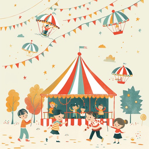 Capture the essence of a summer carnival with vibrant, playful melodies that bring joy and excitement. Incorporating fun, rhythmic elements and whimsical sounds to evoke the playful atmosphere of children enjoying a lively summer fair.