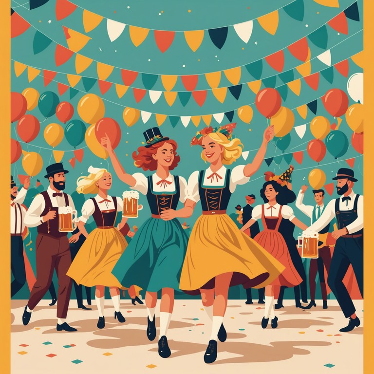 Imagine a perfect blend of contemporary electronic dance music with classic german schlager elements, creating a memorable night of dancing and singing under the stars at oktoberfest.