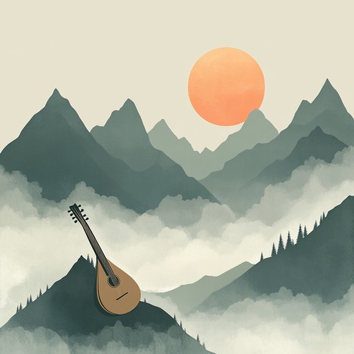 An instrumental bluegrass composition that captures the serene and uplifting essence of sacred mountains, featuring soulful melodies and harmonious strings reverberating through mist laden valleys