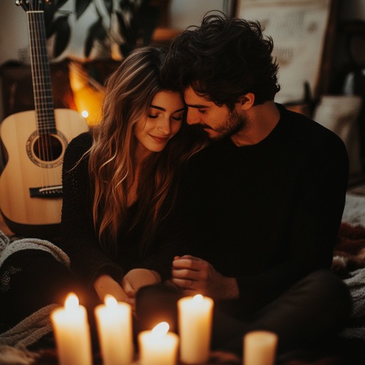 A subtly enchanting guitar piece that captures the essence of a softly lit room with candles flickering gently, creating a romantic ambiance for two people to share their most intimate moments