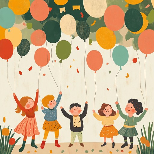 An instrumental children's song featuring lively melodies and rhythms that evoke celebration, joy, and friendship. The tune combines playful instruments to create an atmosphere of happiness, encouraging kids to dance and celebrate together.