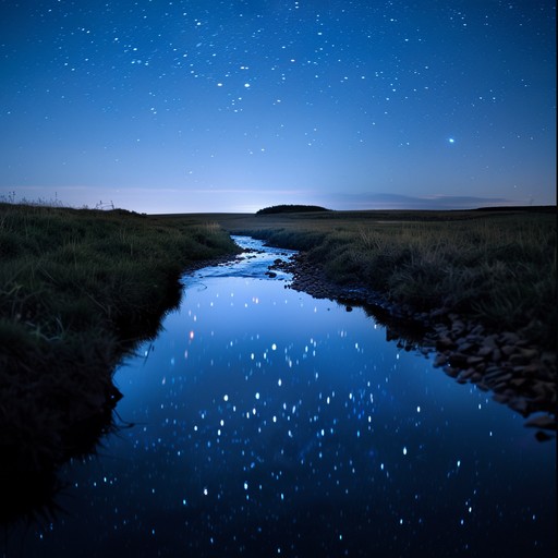 Drifting among constellations, this music weaves the harp's serene notes into an auditory tapestry that mirrors the tranquil beauty of a night filled with stars.