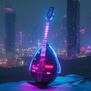 a cyberpunk journey through exotic landscapes of neon lit sands