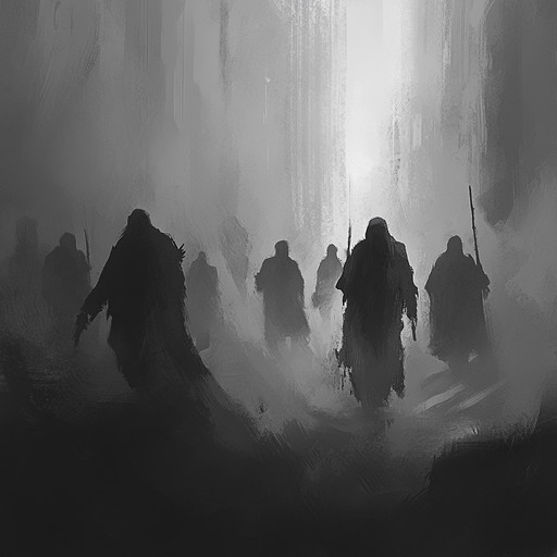 A tension filled military march incorporating creepy, spectral sounds and dark ambient elements to invoke the fearsome aura of haunted battlefields where the spirits of warriors endlessly fight