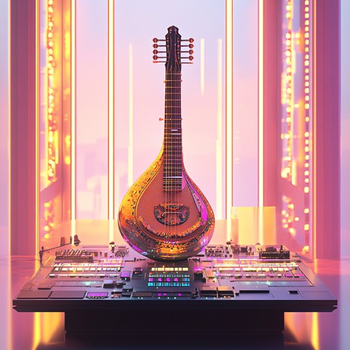 Exploring the synergistic possibilities, where the drone of the sitar meets the pulse of synthesized rhythms. This piece is a dialogue between the old soul of classical indian ragas and the new age vibe of electronic music, suggesting a bridge between epochs and geographies in musical form. Exploring the synergistic possibilities, where the drone of the sitar meets the pulse of synthesized rhythms. This piece is a dialogue between the old soul of classical indian ragas and the new age vibe of electronic music, suggesting a bridge between epochs and geographies in musical form.