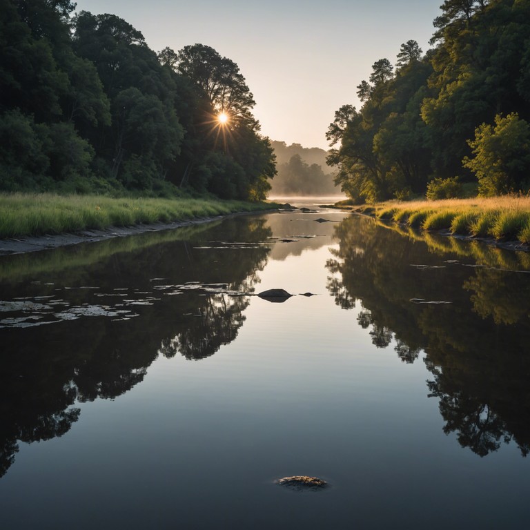 Capturing the essence of early morning calmness beside a river, this track uses gentle guitar chords and a backdrop of natural water sounds, creating a peaceful auditory landscape that encourages relaxation and introspection.