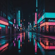 cruise through neon lit streets in thought