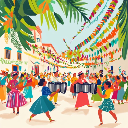 A high spirited instrumental polka piece featuring dynamic accordion melodies and driving rhythms, capturing the essence of an exuberant festival where joyful dancers whirl and spin with unbridled enthusiasm.