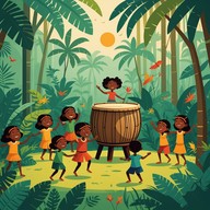 playful tunes, tribal vibes, children's laughter