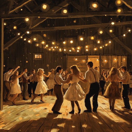 This lively tune is perfect for a community barn dance, featuring upbeat banjo and dynamic rhythms that bring people together in joyous celebration. The music reflects the warmth and camaraderie of rural communities, creating an infectious, uplifting atmosphere.