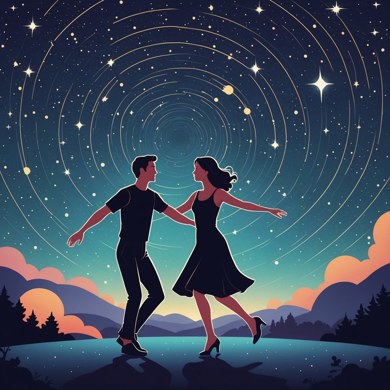 Imagine dancing through an astral landscape where stars pulse rhythmically and nebulae swirl in vibrant colors, creating an entrancing backdrop for this instrumental waltz. The music is composed to evoke the feeling of timeless motion and ethereal beauty, merging classical waltz elements with dreamy, otherworldly tones.