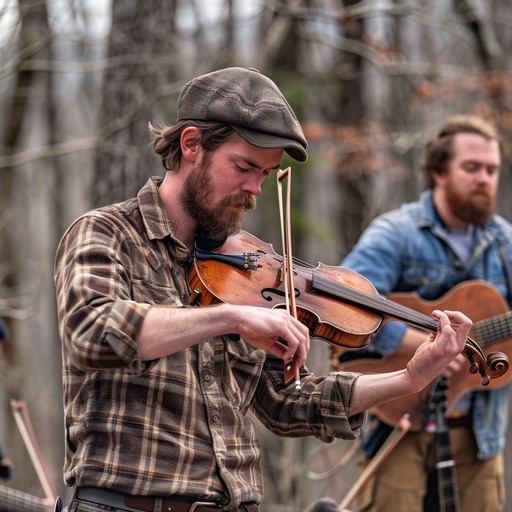 A energetic and toe-tapping bluegrass instrumental featuring a fast-paced acoustic jam session with skillful solos and tight harmonies, evoking the spirit and traditions of the appalachian mountains.