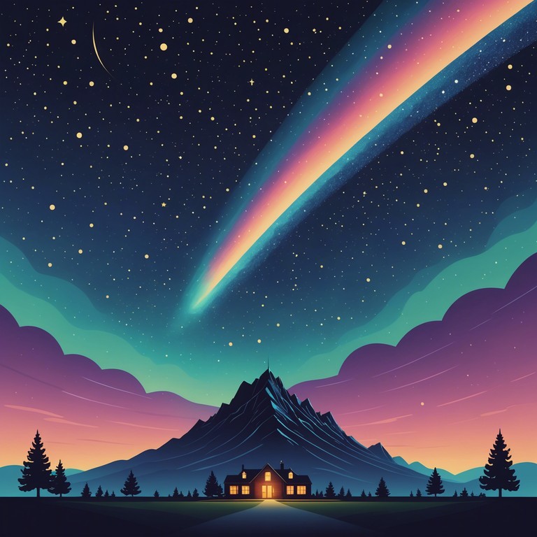 In stargazing melodies delight, the listener is carried away by a combination of light polka beats and soaring synthetic melodies that mimic the majestic beauty of a night sky teeming with stars. Glockenspiel notes punctuate the melody with delicate clarity, crafting an overall serene and enchanting musical experience.