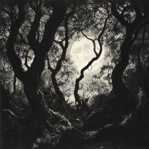 An instrumental track blending dark folk melodies with haunting atmospheres, using rich hurdy gurdy tones to evoke the eerie feeling of wandering through moonlit forests filled with shadows and whispers.