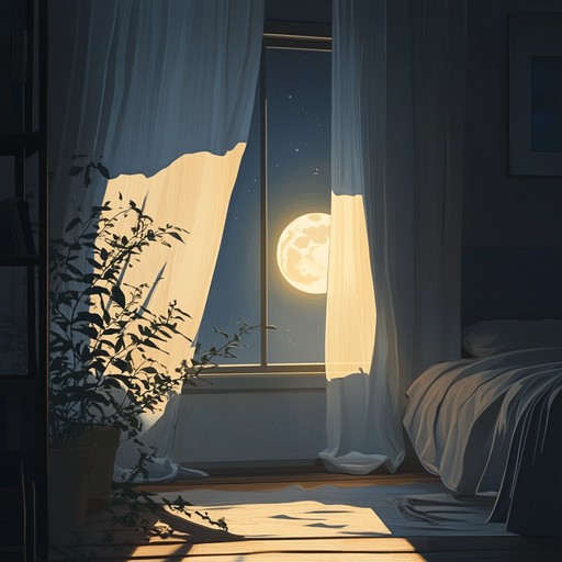 A tranquil instrumental piece that evokes the peaceful ambiance of moonlight shining through bedroom curtains, creating a soothing and reflective atmosphere perfect for quiet nights.