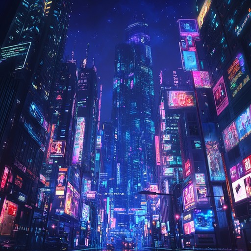 An instrumental composition blending pulsating synths and glitchy beats, immersing the listener in a futuristic cybernetic metropolis. The track layers hypnotic melodies with driving rhythms to evoke the sensation of traversing neon lit streets in a virtual reality world.