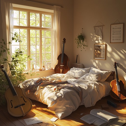 An energetic and joyful bedroom tune that combines acoustic guitar with playful synths and rhythmic elements, setting the perfect mood for a productive morning filled with sunshine and positivity. The music exudes warmth and happiness, making it ideal for boosting your morning routine.