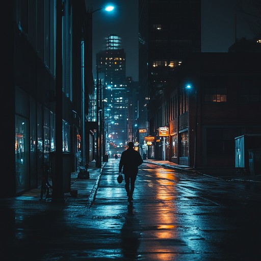 An instrumental hiphop track with melancholic overtones, capturing the essence of silent urban streets at night. It blends atmospheric beats with soulful melodies to create a poignant ambiance filled with nostalgia and reflection