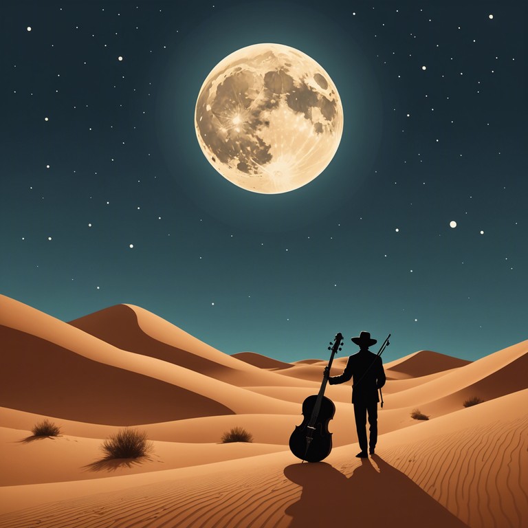 An orchestral work featuring the oud, where elaborate melodies weave through a structured neoclassical framework, offering a transcendent auditory experience that mirrors the beauty and mystery of a desert