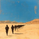 eastern rhythm meets military strength in desert landscape