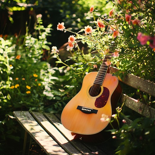 A gentle, acoustic guitar led piece capturing the essence of a sunlit garden in mid summer. The melody wanders gracefully through serene, contemplative passages, evoking a sense of inner peace and mindful reflection. The warm tones of the guitar are accompanied by subtle background elements, enhancing the intimate and soothing atmosphere.