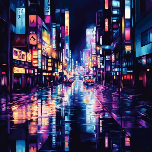 An ethereal instrumental chill j pop composition that evokes the serene and vibrant atmosphere of tokyo's neon lit streets at midnight. Smooth synth melodies intertwine with gentle beats, creating a relaxing yet energetic soundscape reminiscent of late night city wanderings.