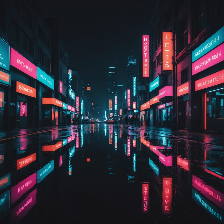 This track paints a vivid picture of an urban environment under the cloak of dusk, where the futuristic cityscape merges with biting winds and the anxious rhythms of life. The music offers a palpable sense of urgency and unease, heightened by the sporadic flickers of neon lights, reflecting off damp concrete. With deep, pulsating bass synths leading the charge, subtle electronic effects ripple across the composition, capturing the essence of a metropolis that's vibrant yet filled with an underlying tension.