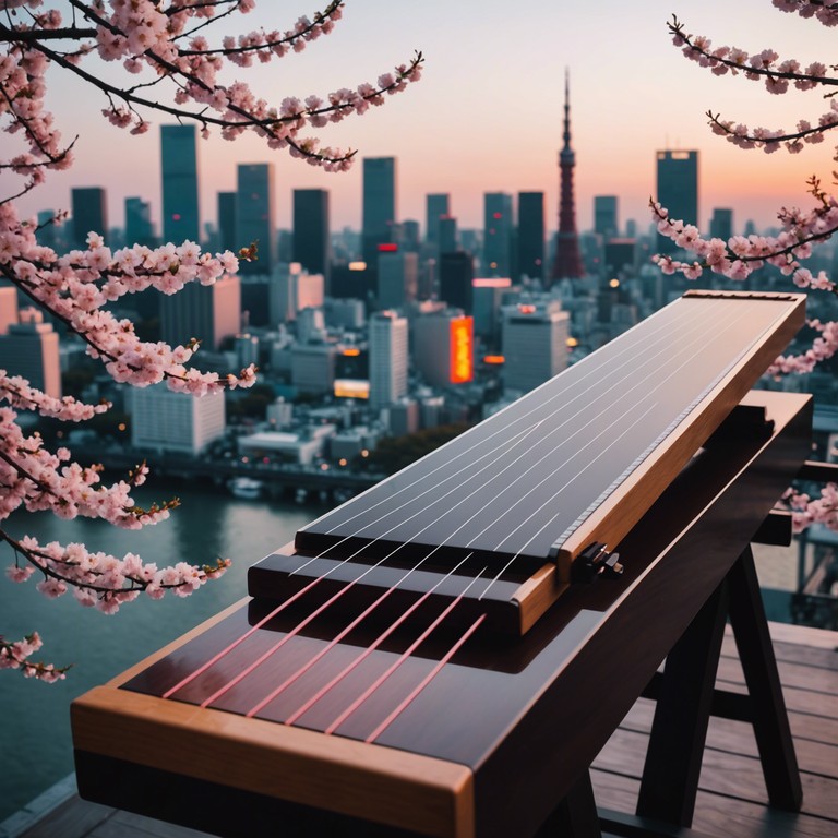 An intimate audio journey that transports you to a serene tokyo bathed in the soft glow of neon lights, highlighting an experimental integration of old and new japanese musical elements