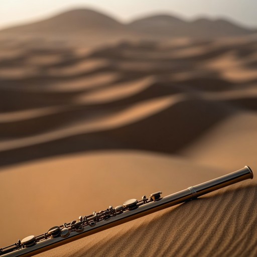 A lone flute performs a melancholic but beautiful serenade that echoes through the sprawling emptiness of a timeless desert, capturing both its grandeur and the intimate details of its sandy landscape.