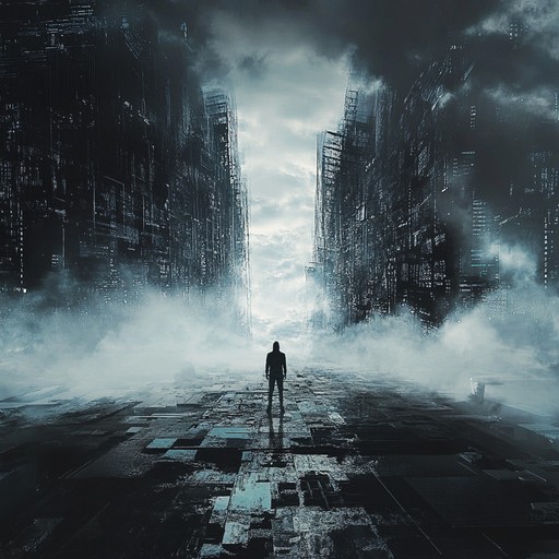 A hauntingly beautiful electronic piece where desolate synths and eerie soundscapes echo through a digital wasteland, painting a picture of isolated existence in an over connected world