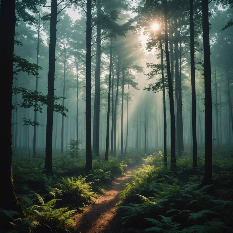 Whimsical early morning harmonies mimic the soft whisper of the forest, carried by a gentle breeze and interwoven with the sounds of waking creatures. The music creates an enveloping atmosphere that transports the listener to a serene, enchanted woodland at the dawn of a new day.