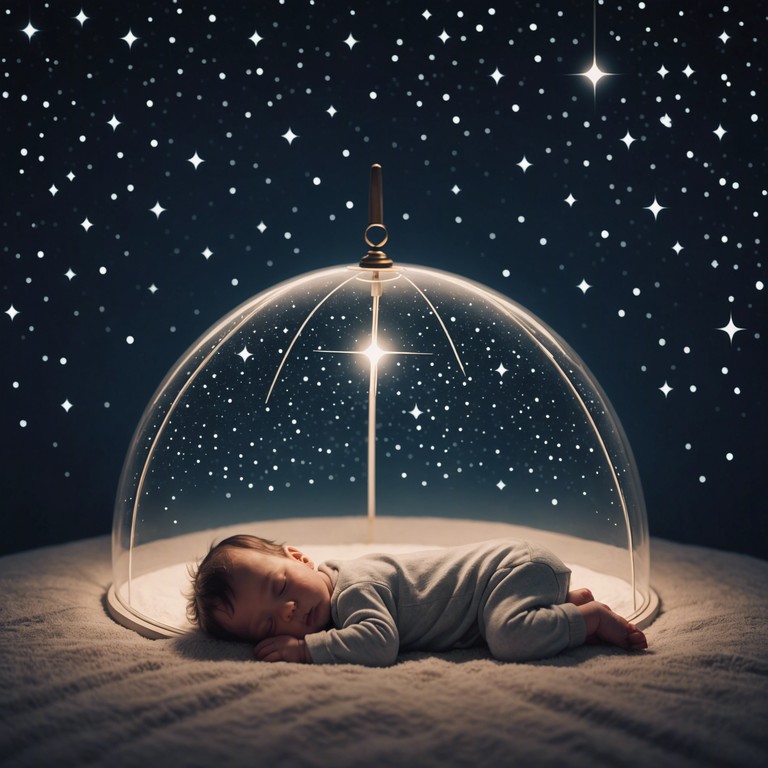 Craft an auditory experience akin to floating peacefully through the cosmos, with a blend of electronic and traditional lullaby elements creating a soundscape that ensures deep relaxation and sleep.