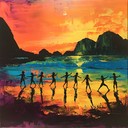 energetic samba capturing a warm sunset on brazilian shores