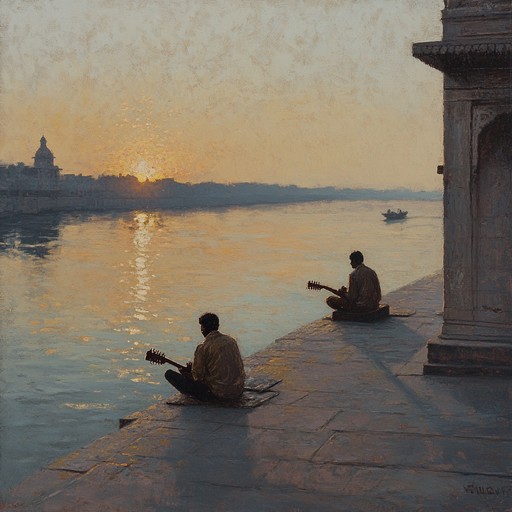 This composition transports listeners to the heart of varanasi during the early morning hours, where the mystical tunes of sitar coupled with tabla’s tempo set a reflective mood, embodying the spirit and sanctity of the locale.