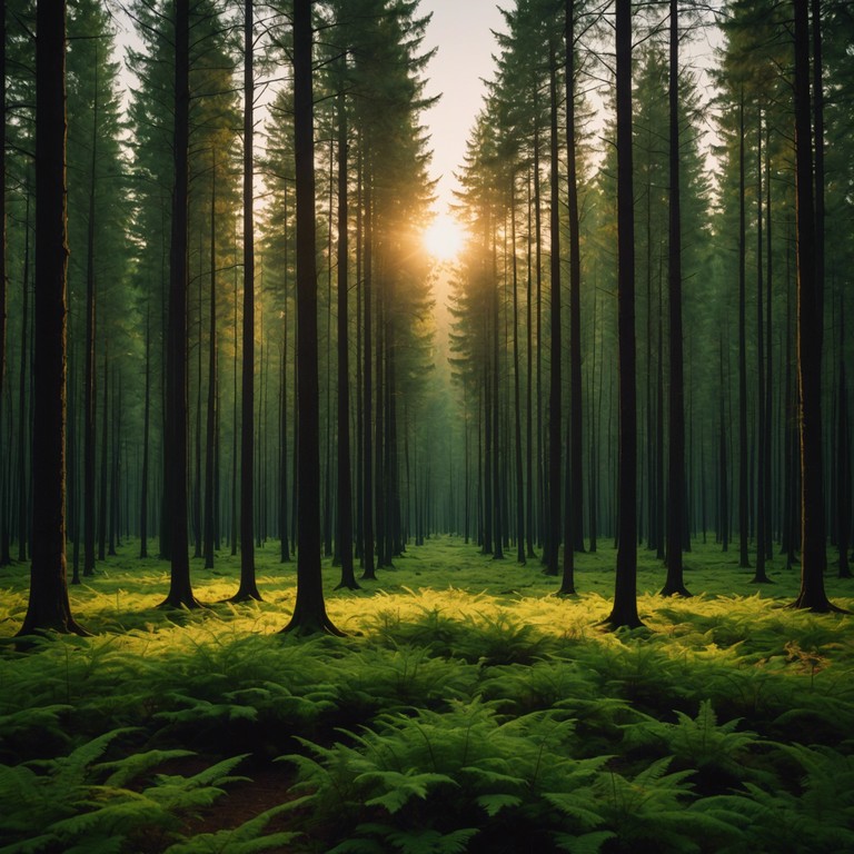 Echoes among trees brings forth a profound feeling of peace as if wandering through an ancient forest, feeling the light breeze and hearing the rustle of leaves, all carried through the tender plucking of harp strings.