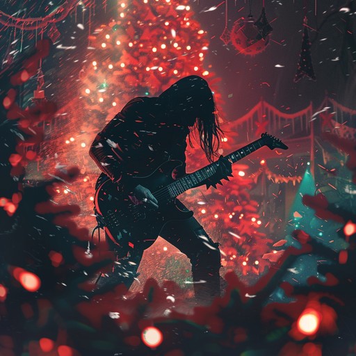 A powerful heavy metal track infused with jingling sleighbells and festive harmonies, creating an unconventional yet exhilarating holiday atmosphere. Shredding guitar solos wrapped in tinsel and powerful drumming beat like a heart full of holiday joy and adrenaline. Ideal for bringing a hard edge to traditional festive celebrations.