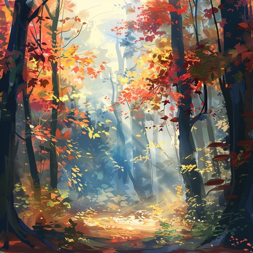 A gentle instrumental track featuring soft, flowing melodies that evoke the serene and peaceful atmosphere of a quiet walk in an autumn forest. Delicate guitar plucks blend with subtle orchestral strings, creating a sense of tranquility and reflection, perfect for relaxation and peaceful moments.