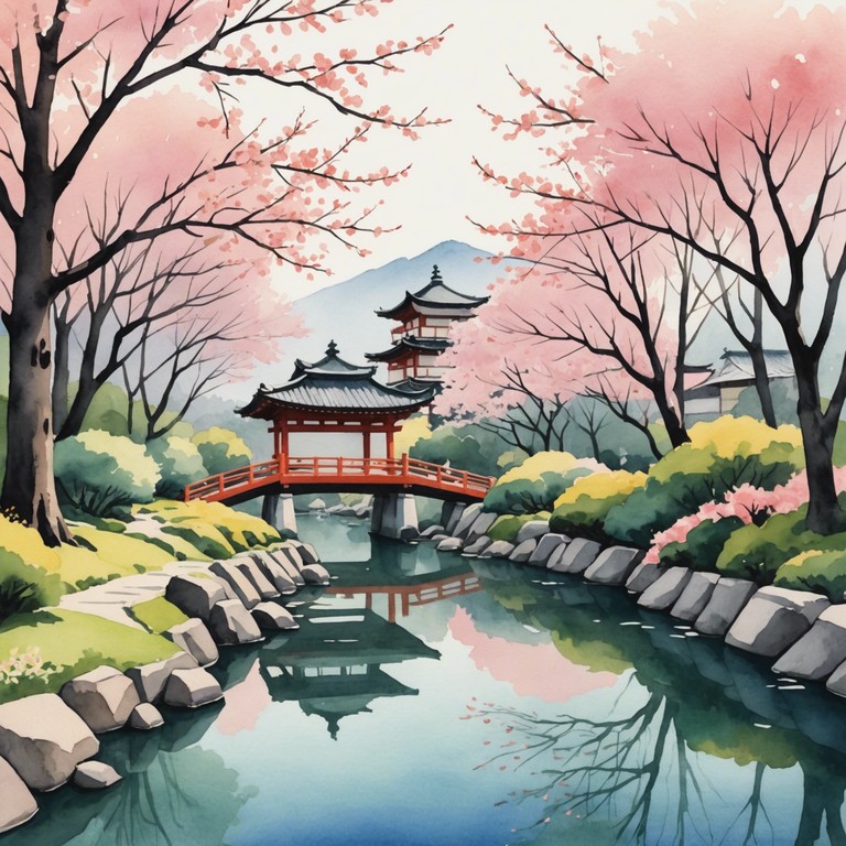 An instrumental track that transports listeners to a tranquil morning in kyoto during the cherry blossom season. It utilizes soft tones and minimal instrumentation to enhance the peaceful and uplifting atmosphere, making it ideal for relaxation or background music.