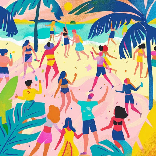 An energetic instrumental track filled with vibrant synths, groovy basslines, and infectious rhythms, perfectly capturing the essence of a celebratory summer dance party. The song layers electronic sounds with pulsating beats to create an irresistible urge to dance, making it an ideal anthem for any festive gathering under the sun.