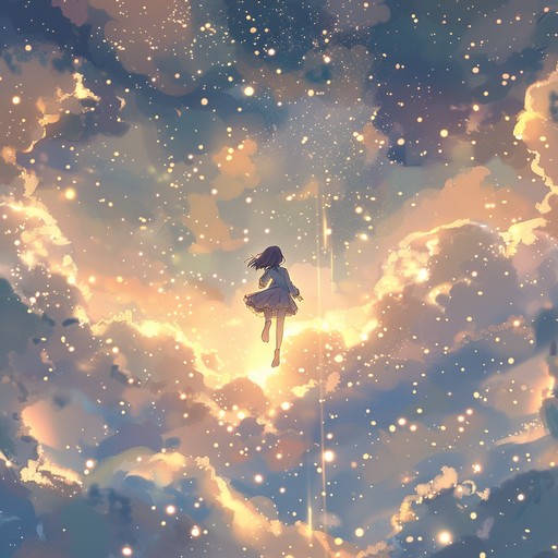 Delve into the fantasy realm with this anime nocturne soundtrack, featuring soothing synths and delicate chime melodies that evoke an ethereal, otherworldly feeling, perfectly capturing the essence of a serene, illuminated night sky in the anime universe.