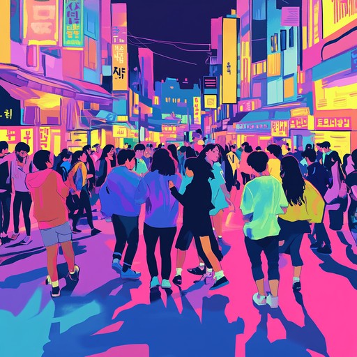 A vibrant instrumental k pop track that captures the essence of carefree youth wandering through the lively streets of seoul, with upbeat melodies and infectious rhythms that evoke joy and freedom.