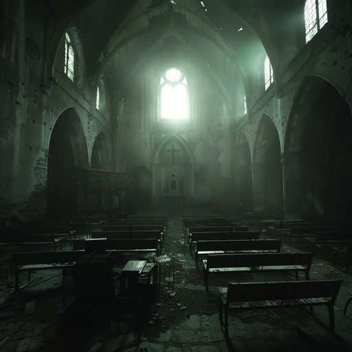 An eerie and unsettling gospel hymn that takes listeners through a haunted church with ethereal vocal harmonies, grating organ chords, and ghostly echoes, creating a spine chilling yet oddly reverent atmosphere