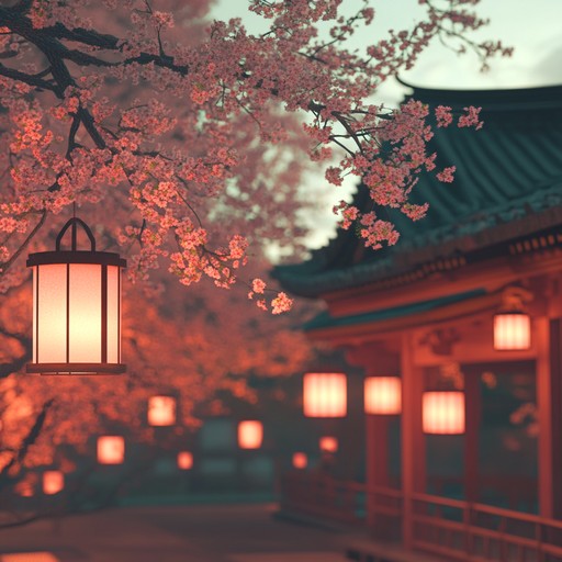 A graceful instrumental merging traditional japanese sounds with modern harmonies, reflecting tranquility under starlit sakura trees.